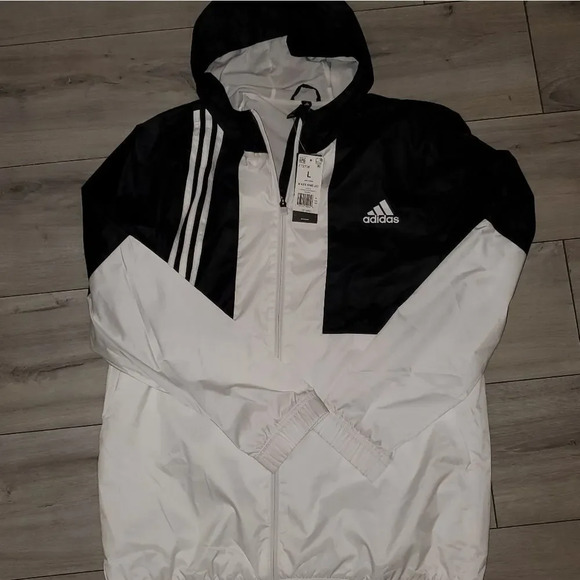 Adidas Men's Black & white Windbreaker Size Large - Picture 9 of 12